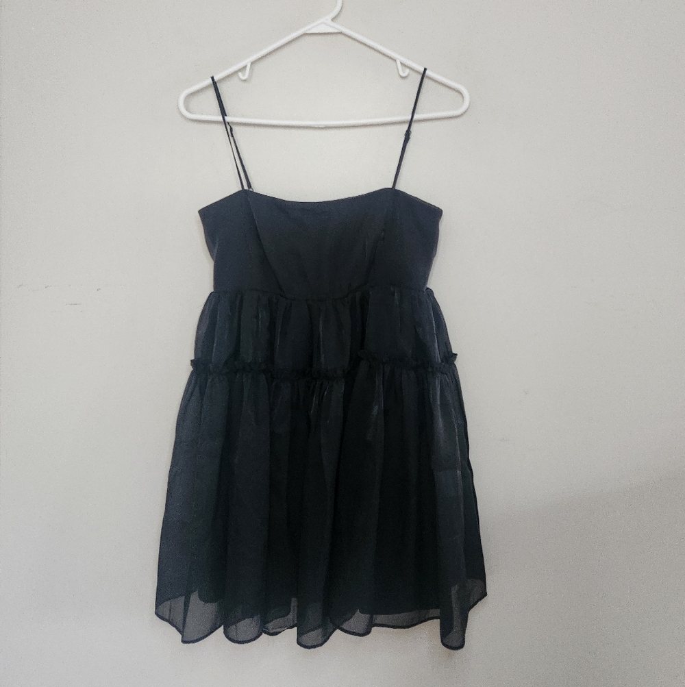 Women's Klesis Black Tiered Mini Dress Sz Large
